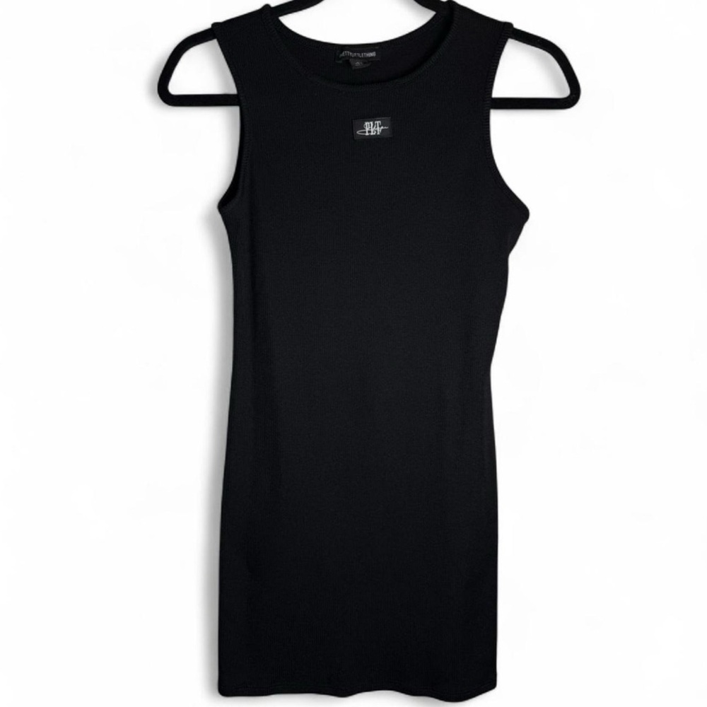 PrettyLittleThing Black Ribbed Dress